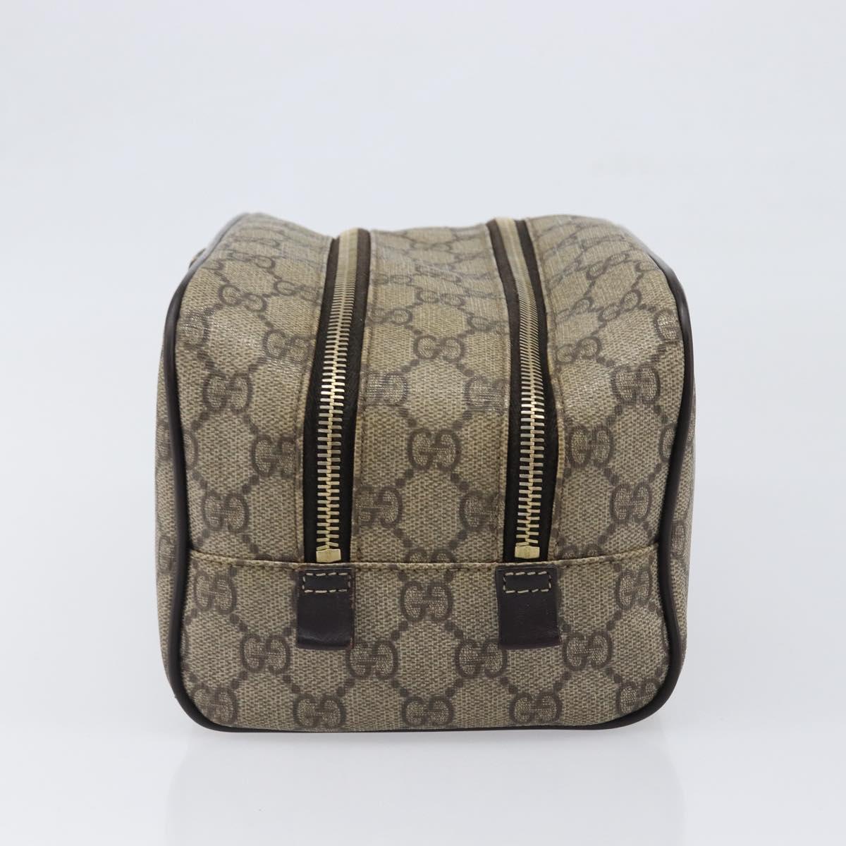 GUCCI GG Supreme Hand Bag PVC Beige Gold 211125 Auth 197233