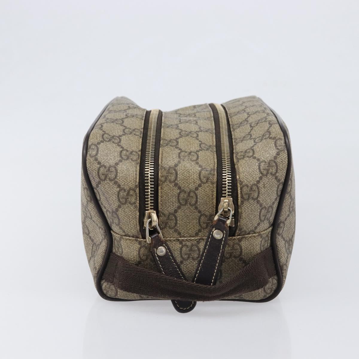 GUCCI GG Supreme Hand Bag PVC Beige Gold 211125 Auth 197233