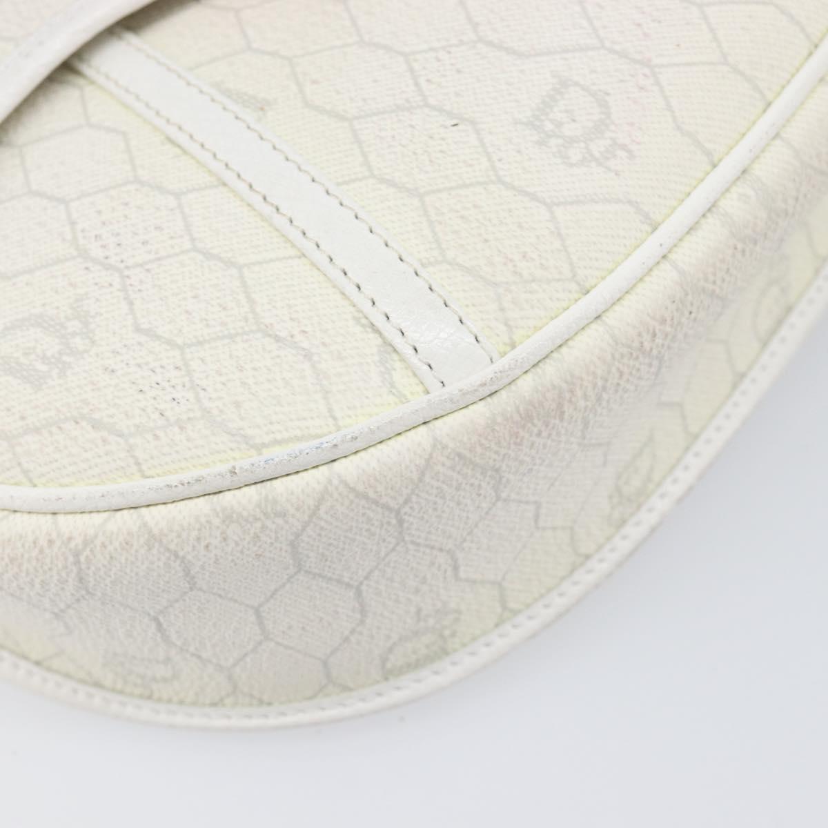 Christian Dior Honeycomb Canvas Shoulder Bag PVC White Gold Auth 197242A