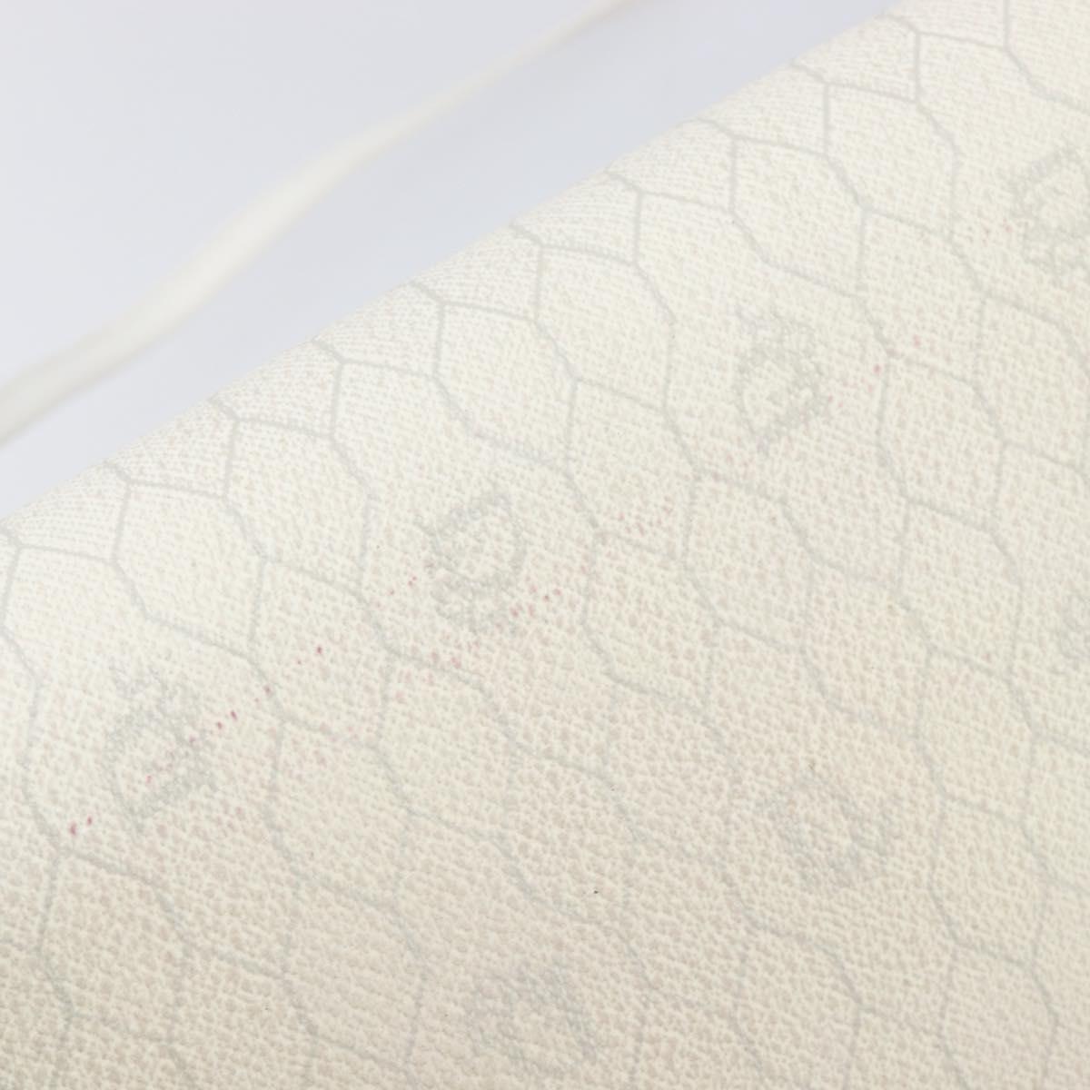 Christian Dior Honeycomb Canvas Shoulder Bag PVC White Gold Auth 197242A
