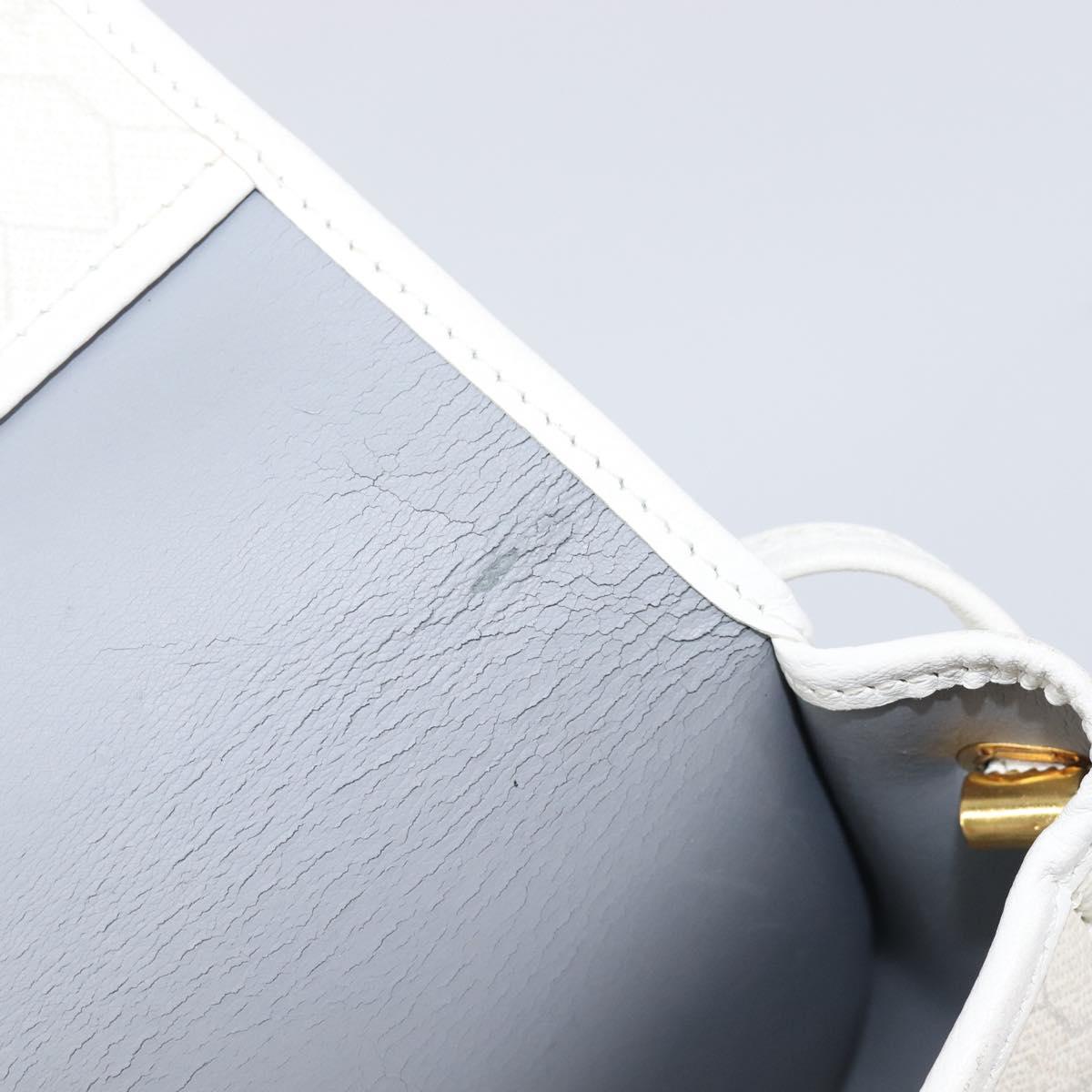 Christian Dior Honeycomb Canvas Shoulder Bag PVC White Gold Auth 197242A