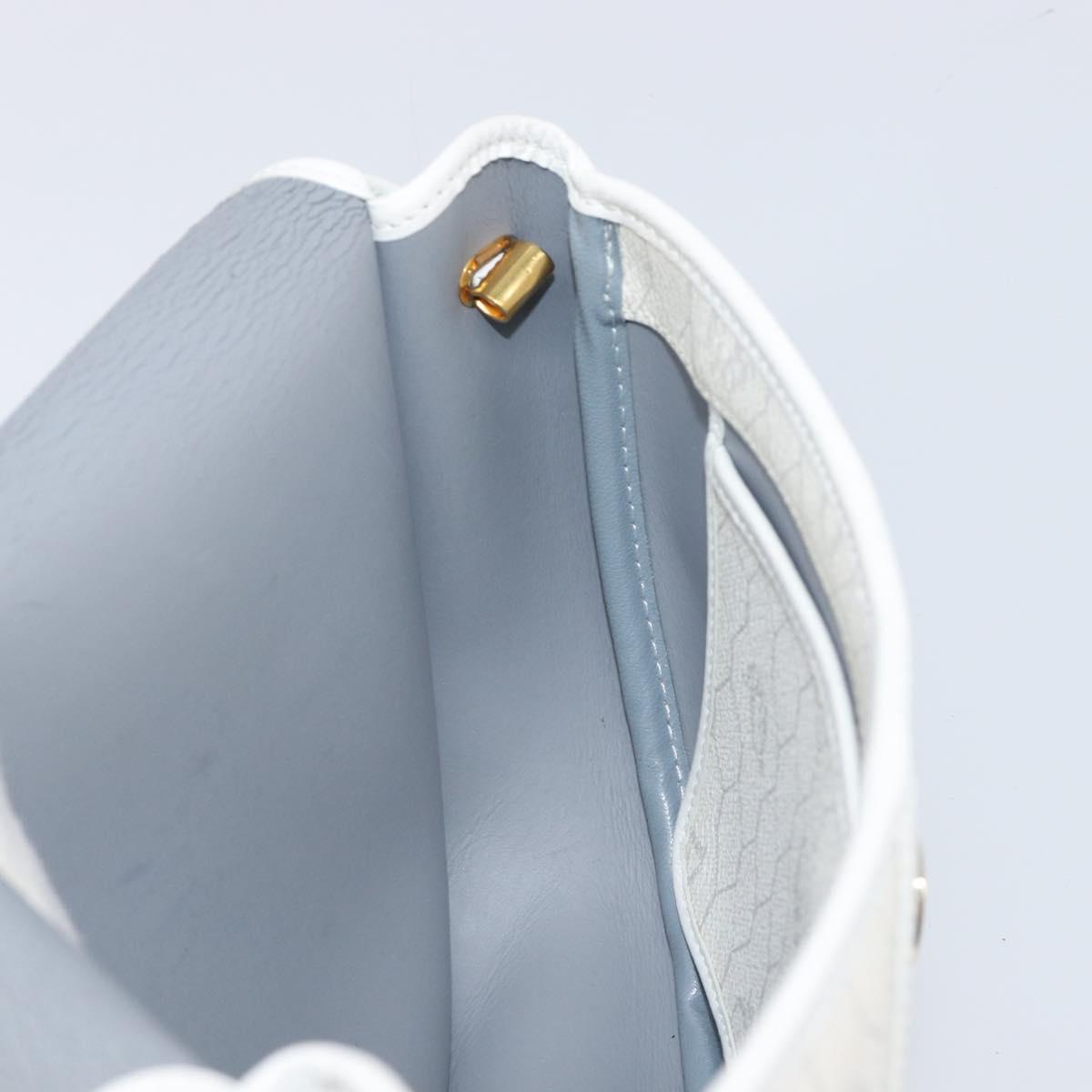 Christian Dior Honeycomb Canvas Shoulder Bag PVC White Gold Auth 197242A
