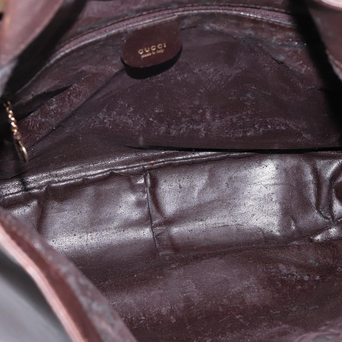 GUCCI Bamboo Shoulder Bag Leather 2way Brown Gold 001 2123 1577 Auth 197247