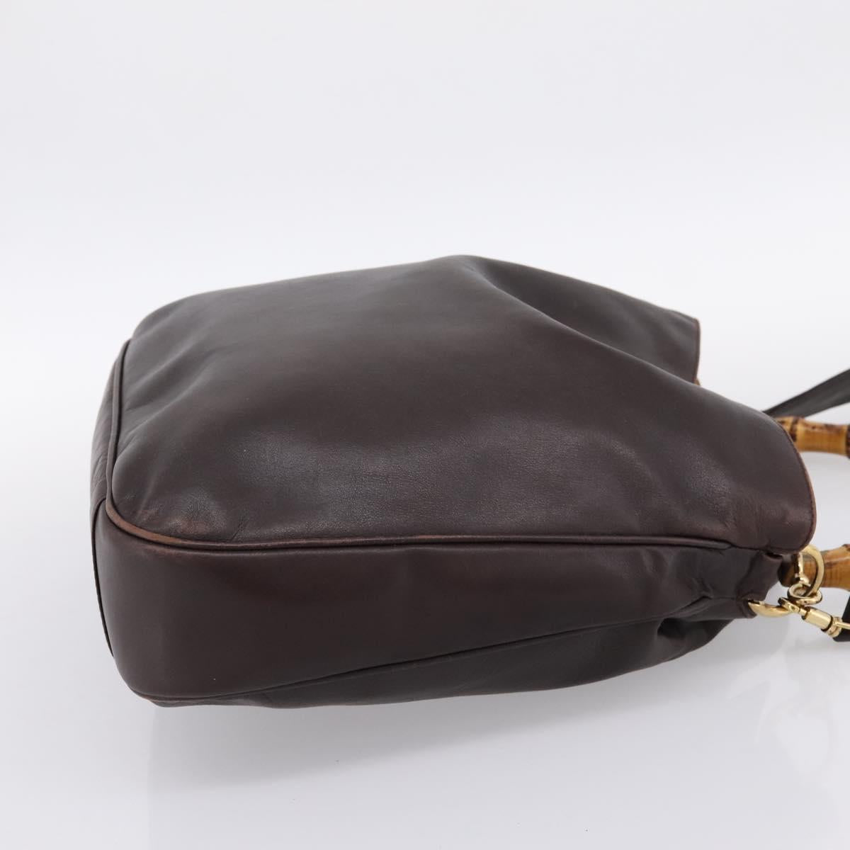 GUCCI Bamboo Shoulder Bag Leather 2way Brown Gold 001 2123 1577 Auth 197247