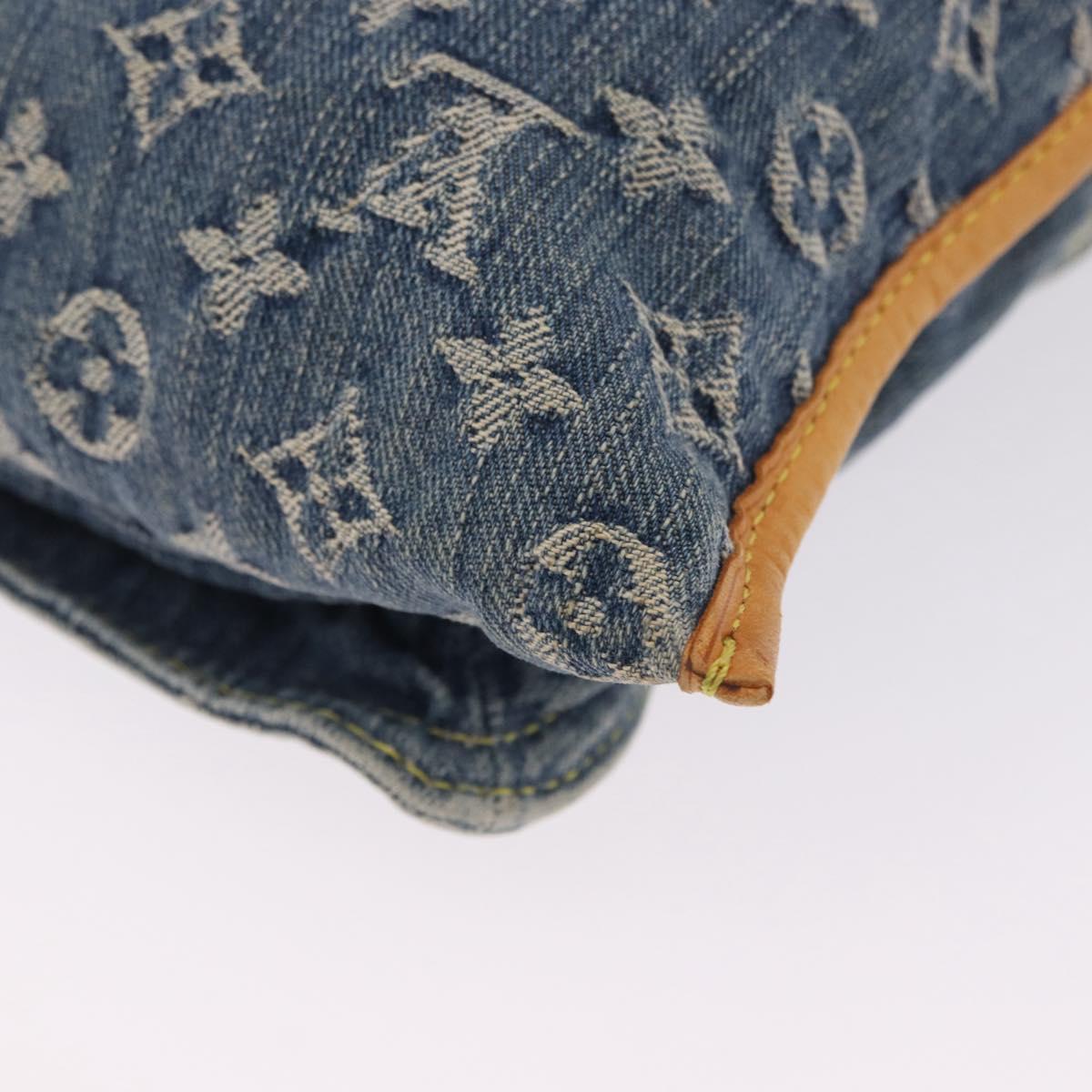 LOUIS VUITTON Monogram Denim Flat shopper Tote Bag Blue M95018 LV Auth 197248V