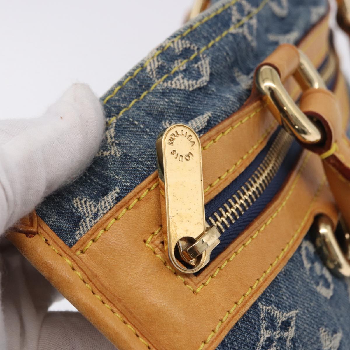 LOUIS VUITTON Monogram Denim Flat shopper Tote Bag Blue M95018 LV Auth 197248V