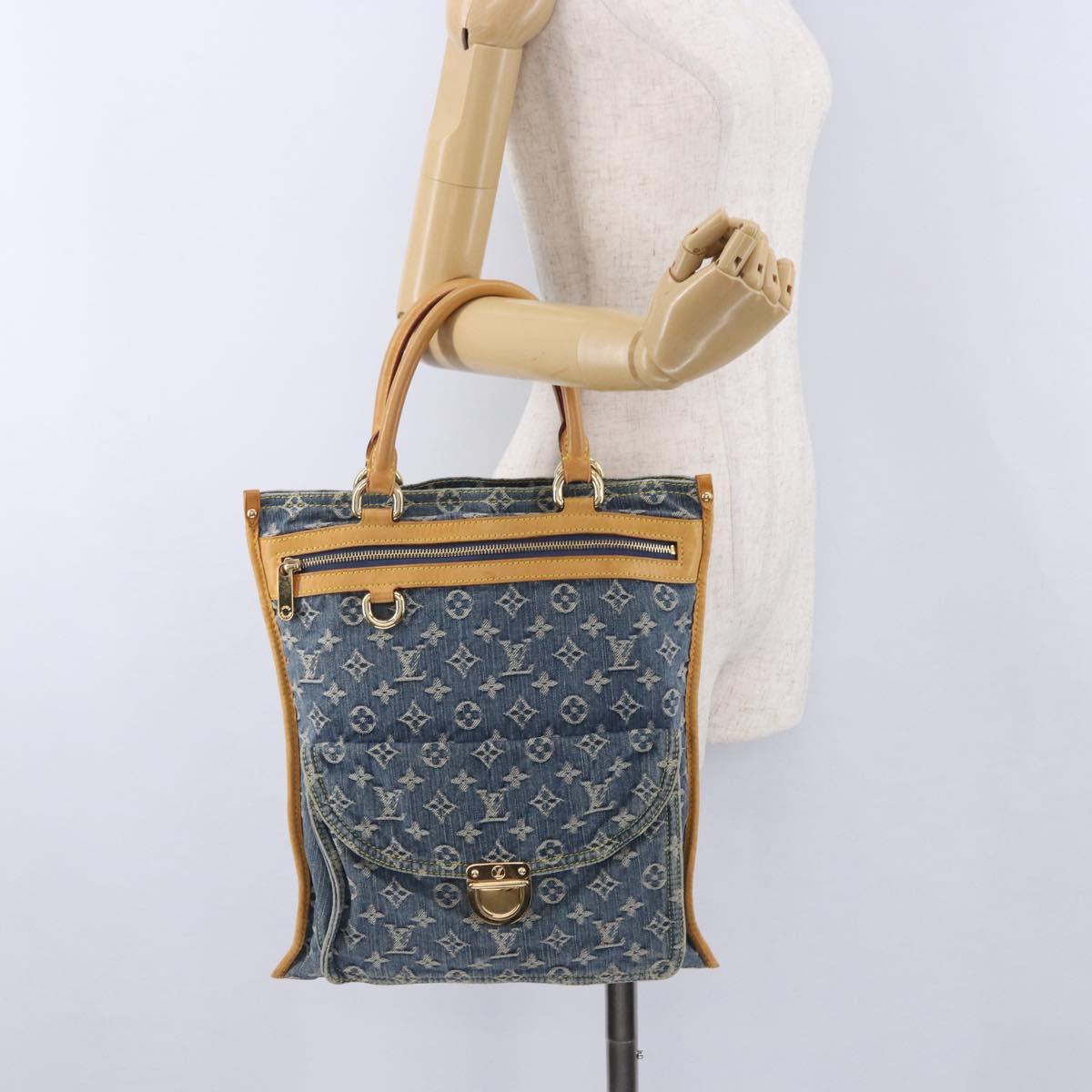 LOUIS VUITTON Monogram Denim Flat shopper Tote Bag Blue M95018 LV Auth 197248V