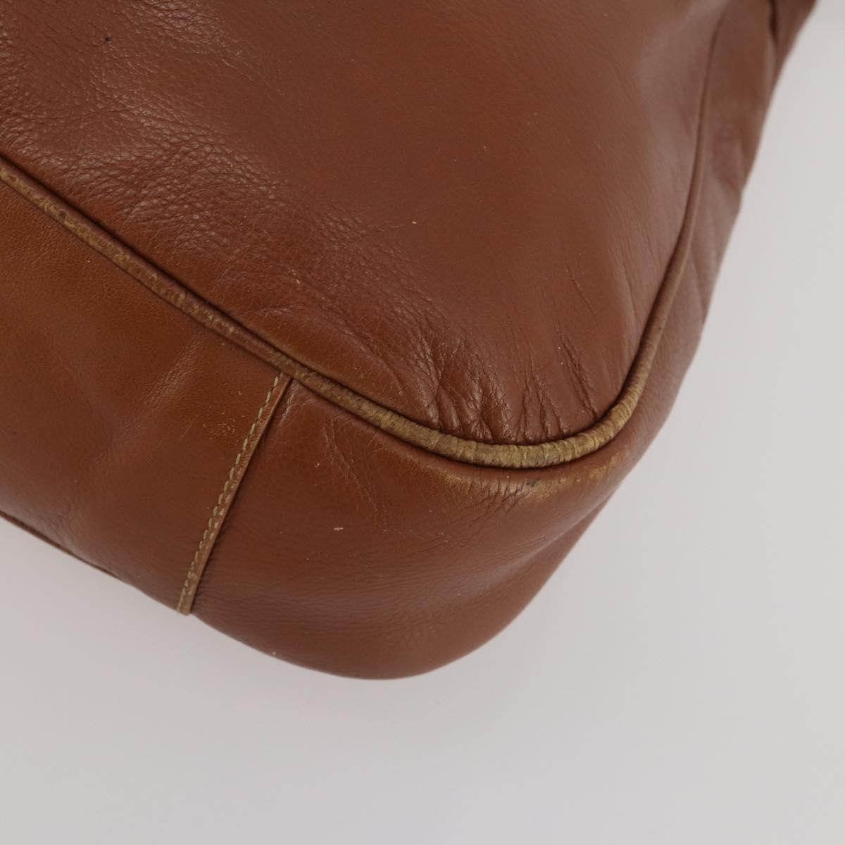 GUCCI Bamboo Shoulder Bag Leather 2way Brown Gold Auth 197250