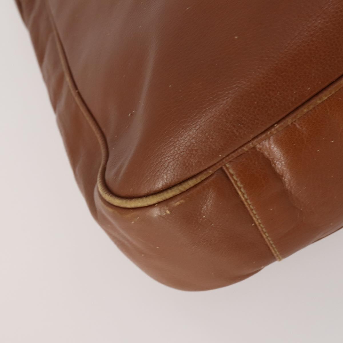 GUCCI Bamboo Shoulder Bag Leather 2way Brown Gold Auth 197250