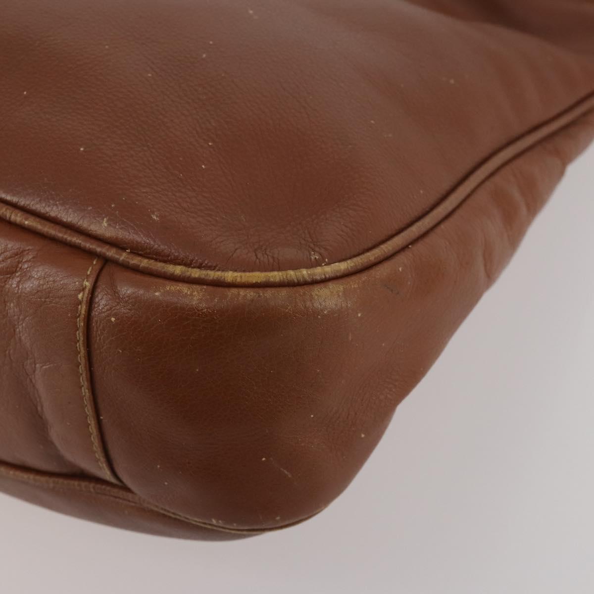 GUCCI Bamboo Shoulder Bag Leather 2way Brown Gold Auth 197250