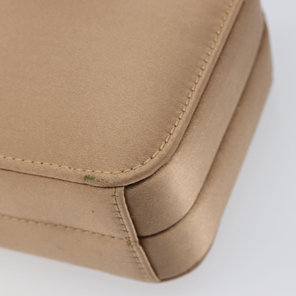 LOEWE Chain Shoulder Bag Satin Beige Gold Auth 197254