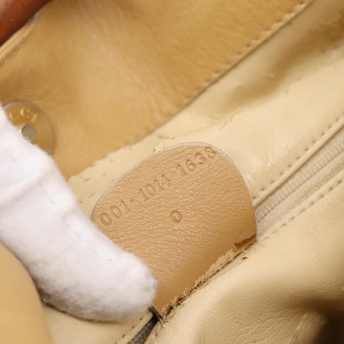 GUCCI Bamboo Shoulder Bag Suede 2way Beige Gold 001 1014 1638 0 Auth 197255