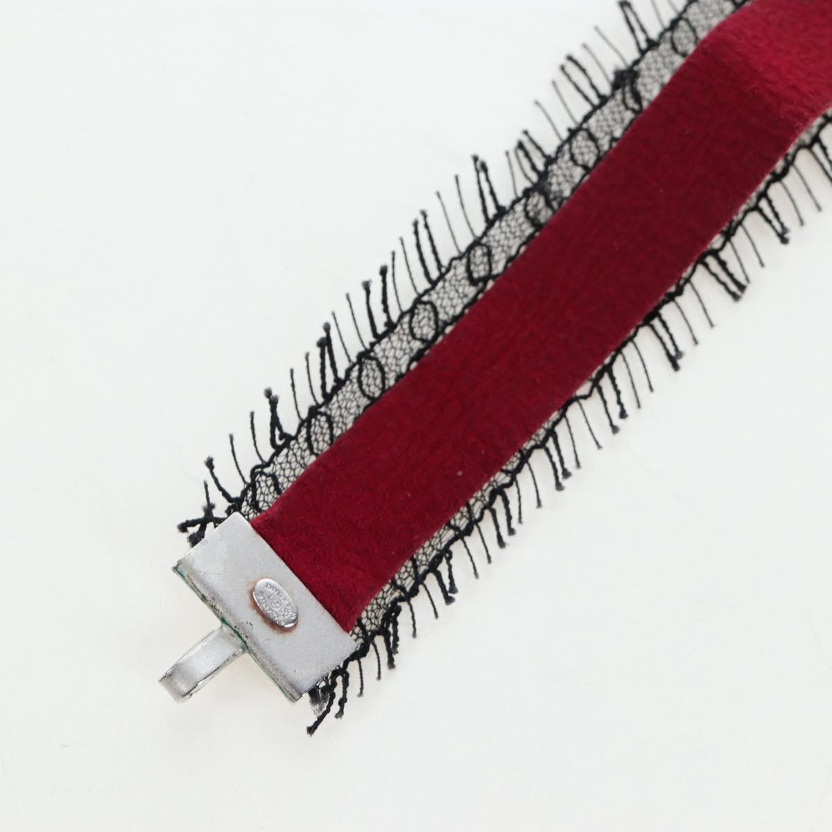 CHANEL Choker Necklace Silk Bordeaux CC Auth 197258V