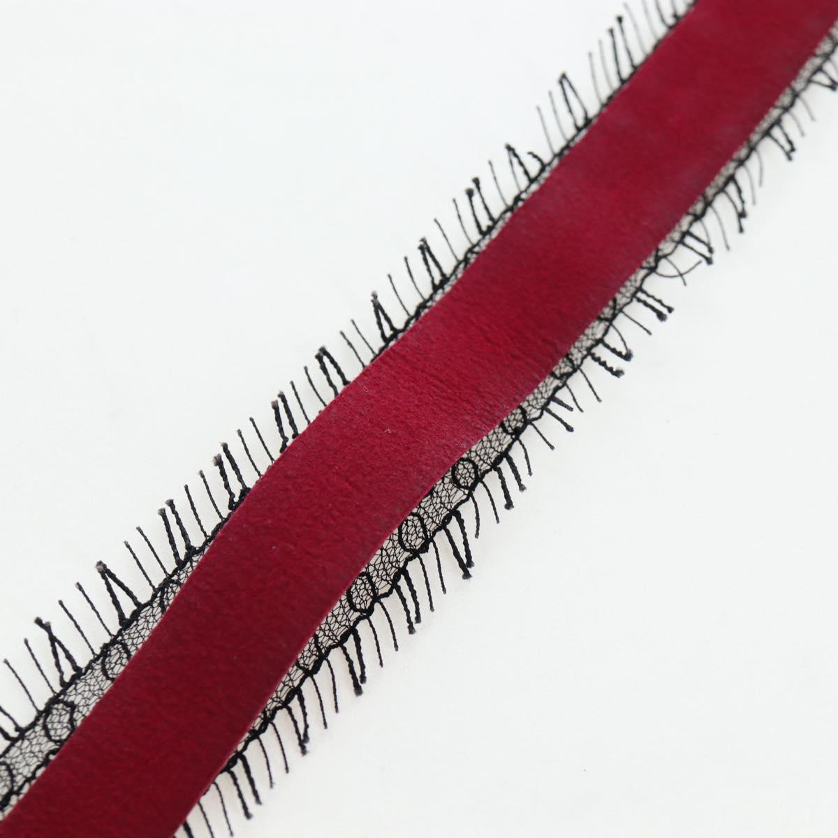 CHANEL Choker Necklace Silk Bordeaux CC Auth 197258V