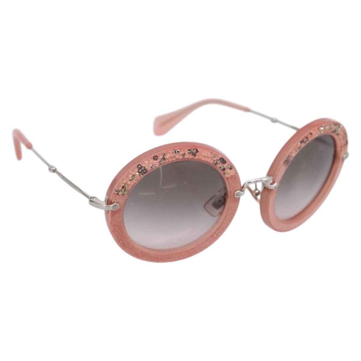 Miu Miu Sunglasses Metal Pink Auth 197261M