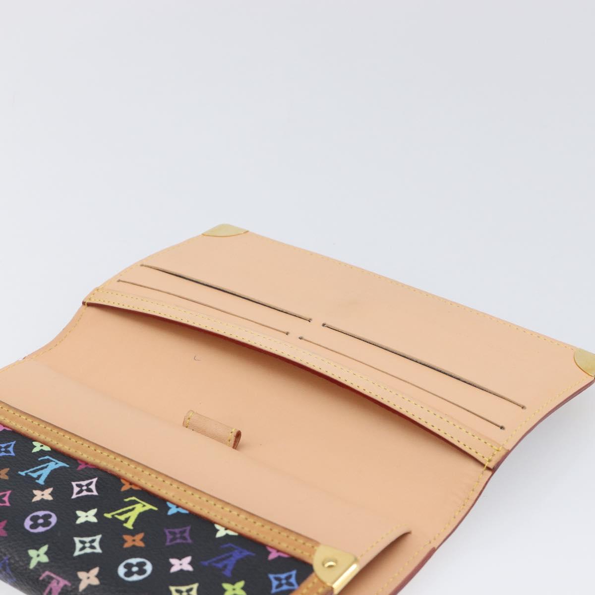 LOUIS VUITTON Monogram Multicolor Porte Tresor Wallet Black M92658 Auth 197263A