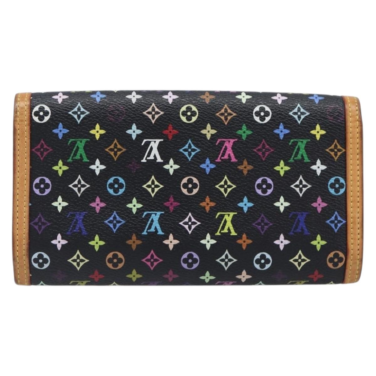 LOUIS VUITTON Monogram Multicolor Porte Tresor Wallet Black M92658 Auth 197263A