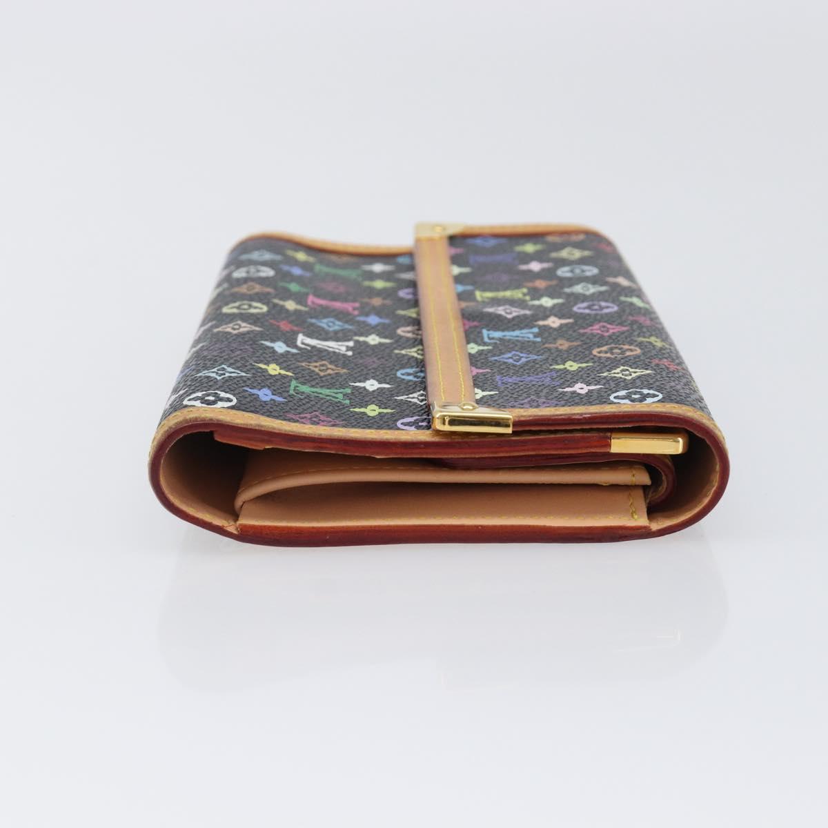 LOUIS VUITTON Monogram Multicolor Porte Tresor Wallet Black M92658 Auth 197263A
