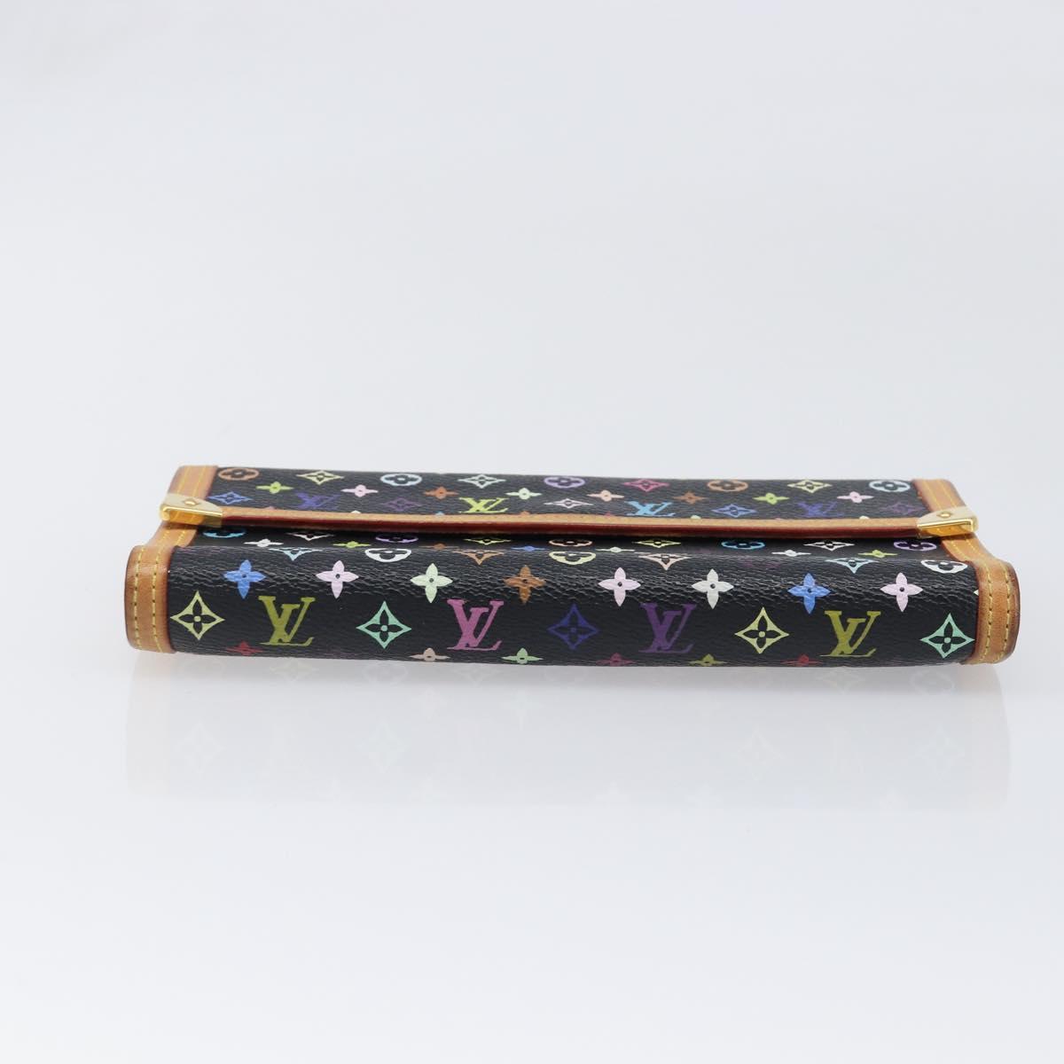 LOUIS VUITTON Monogram Multicolor Porte Tresor Wallet Black M92658 Auth 197263A