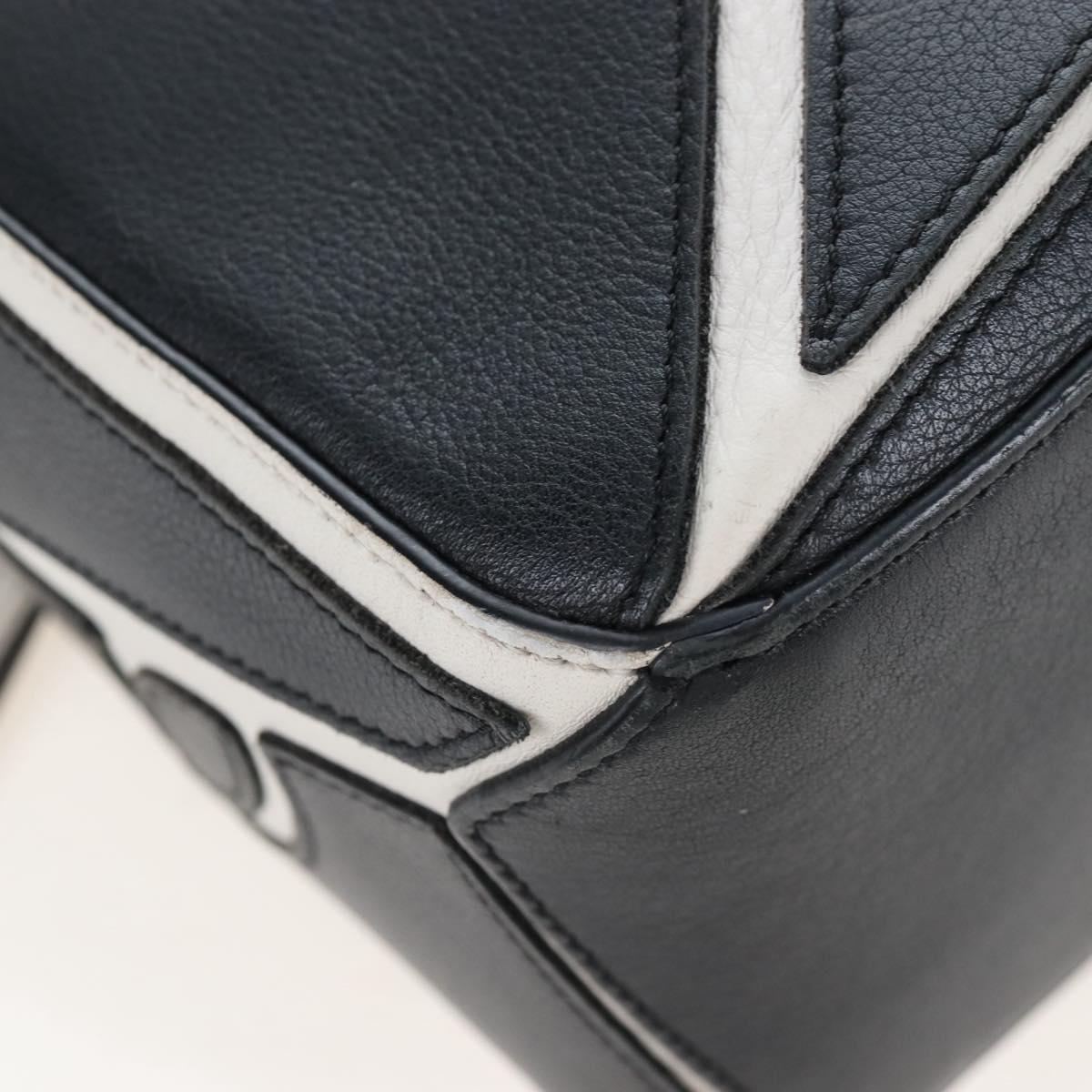 LOEWE Anagram Rose Puzzle Bag Small Bag Leather 2way Black Silver Auth 197266SAM