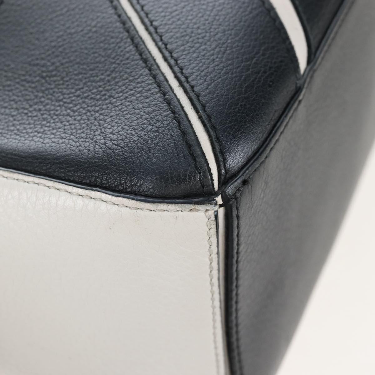 LOEWE Anagram Rose Puzzle Bag Small Bag Leather 2way Black Silver Auth 197266SAM