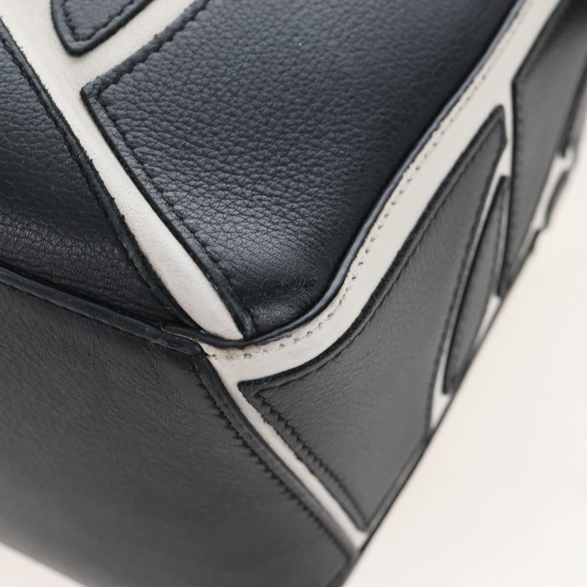 LOEWE Anagram Rose Puzzle Bag Small Bag Leather 2way Black Silver Auth 197266SAM