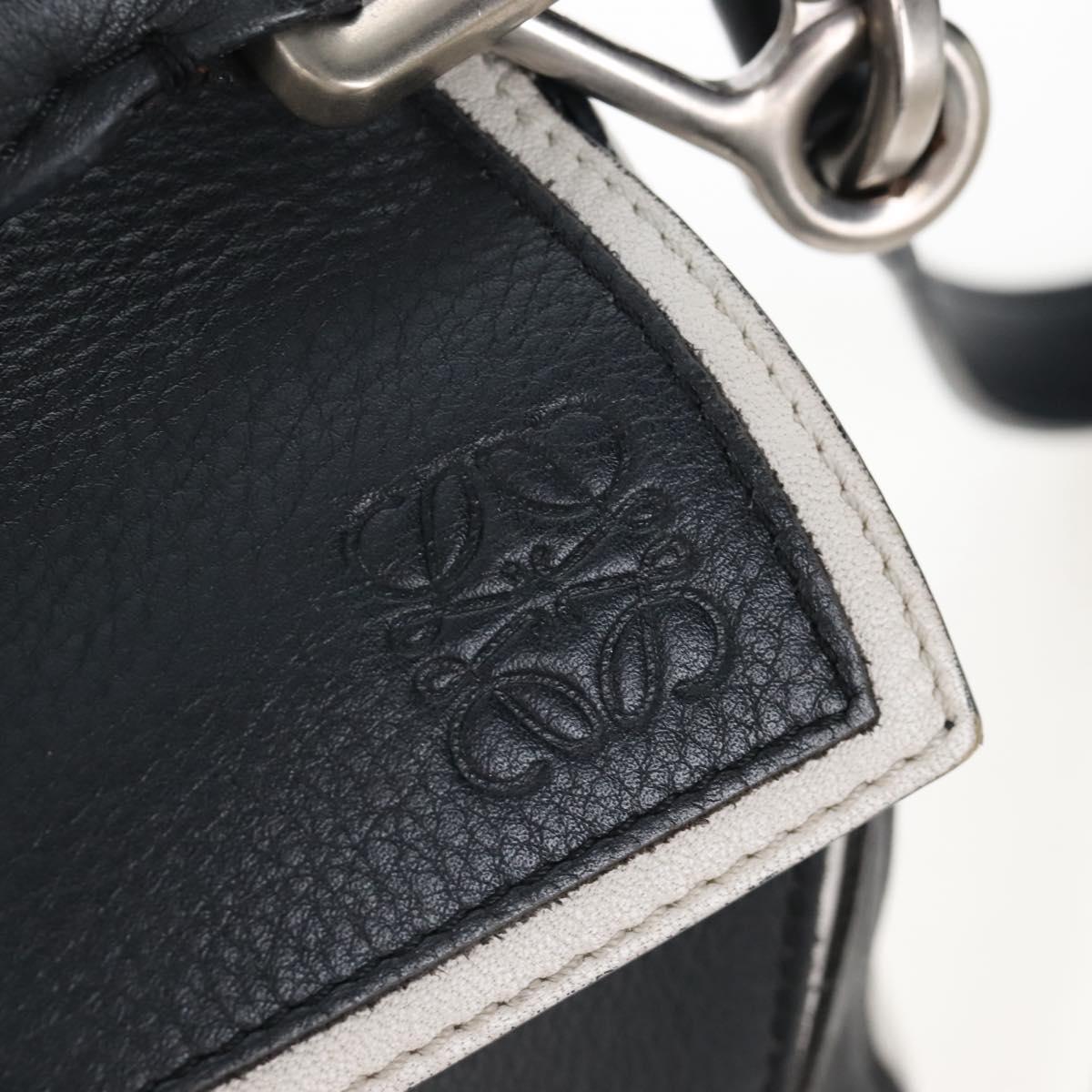 LOEWE Anagram Rose Puzzle Bag Small Bag Leather 2way Black Silver Auth 197266SAM