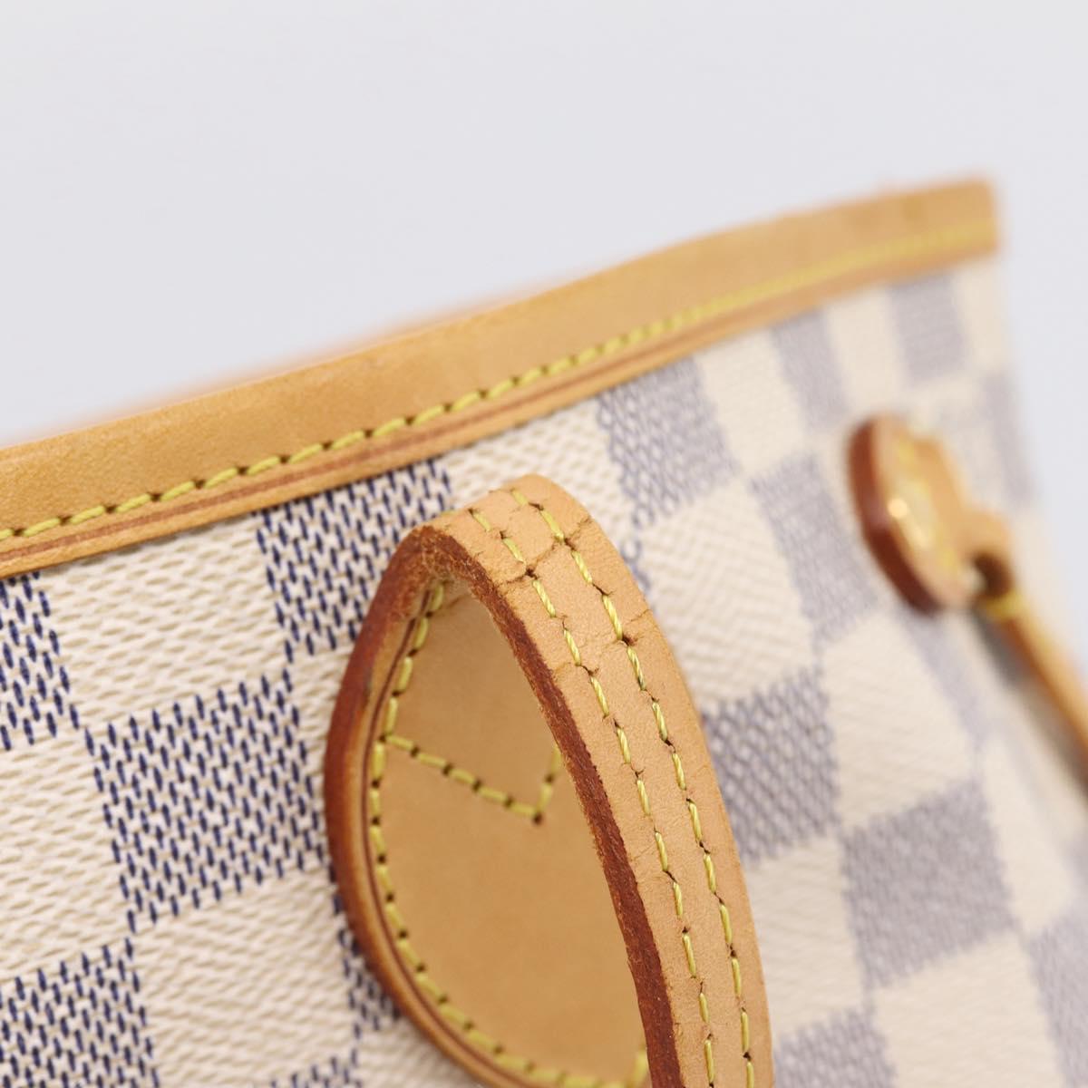 LOUIS VUITTON Damier Azur Neverfull PM Tote Bag N41362 LV Auth 197274V