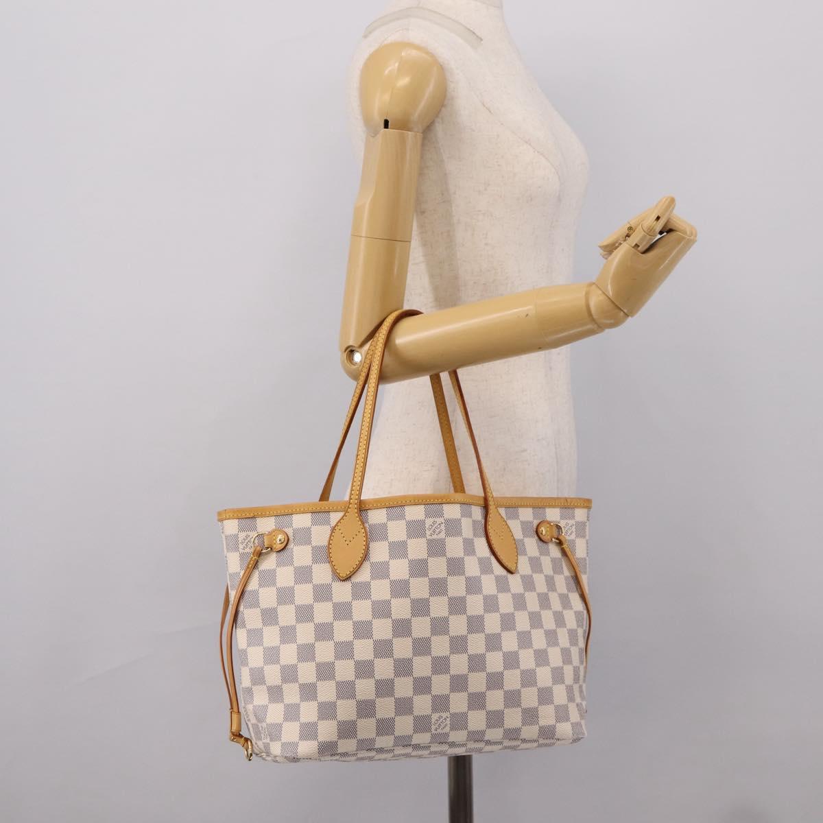 LOUIS VUITTON Damier Azur Neverfull PM Tote Bag N41362 LV Auth 197274V