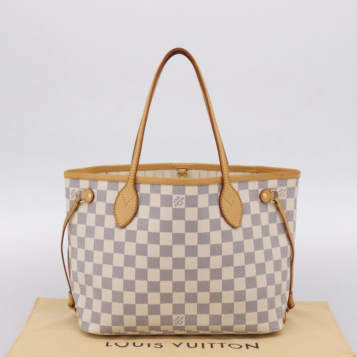 LOUIS VUITTON Damier Azur Neverfull PM Tote Bag N41362 LV Auth 197274V