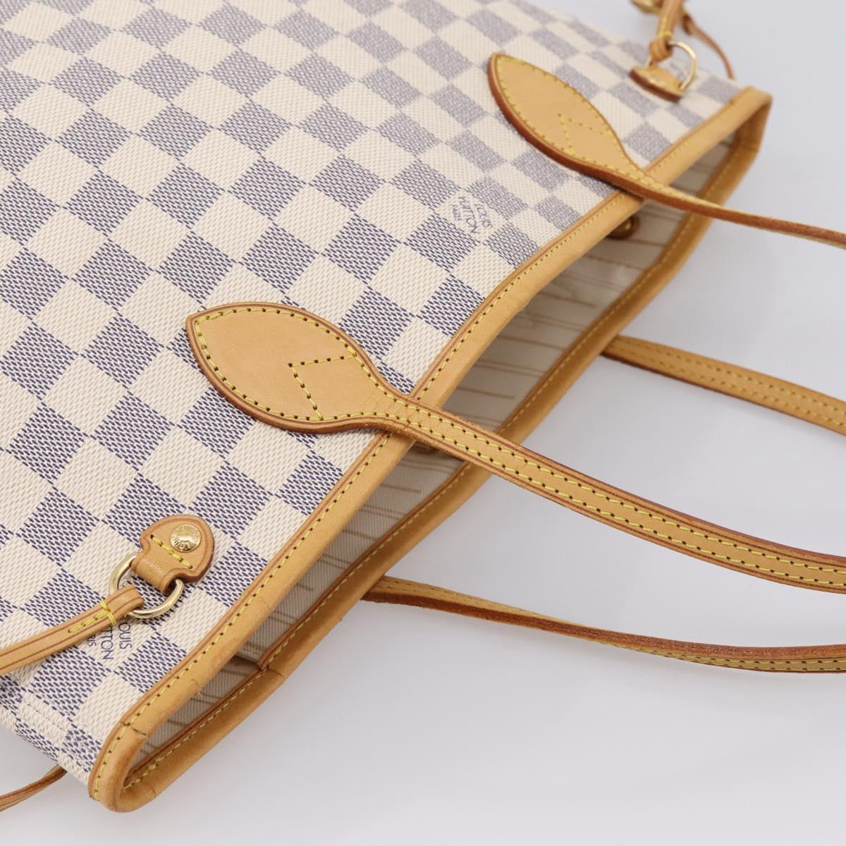 LOUIS VUITTON Damier Azur Neverfull PM Tote Bag N41362 LV Auth 197274V