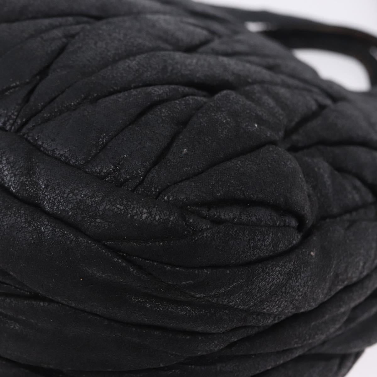 Miu Miu Matelasse Hand Bag Cotton 2way Black Gold Auth 197277