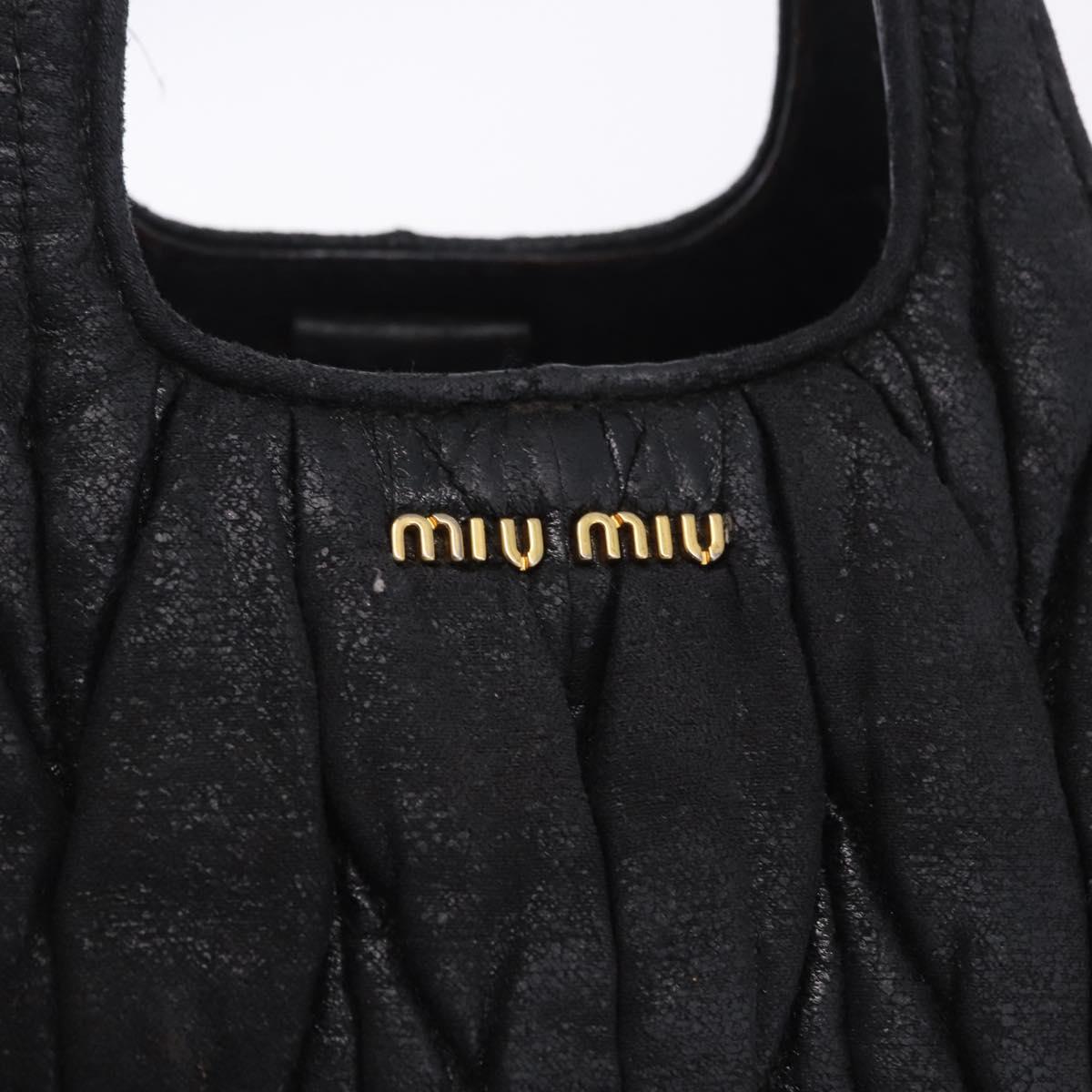 Miu Miu Matelasse Hand Bag Cotton 2way Black Gold Auth 197277