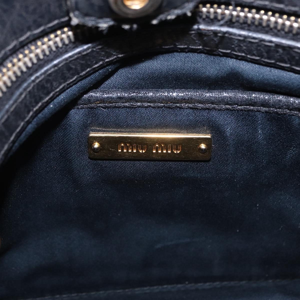 Miu Miu Matelasse Hand Bag Cotton 2way Black Gold Auth 197277