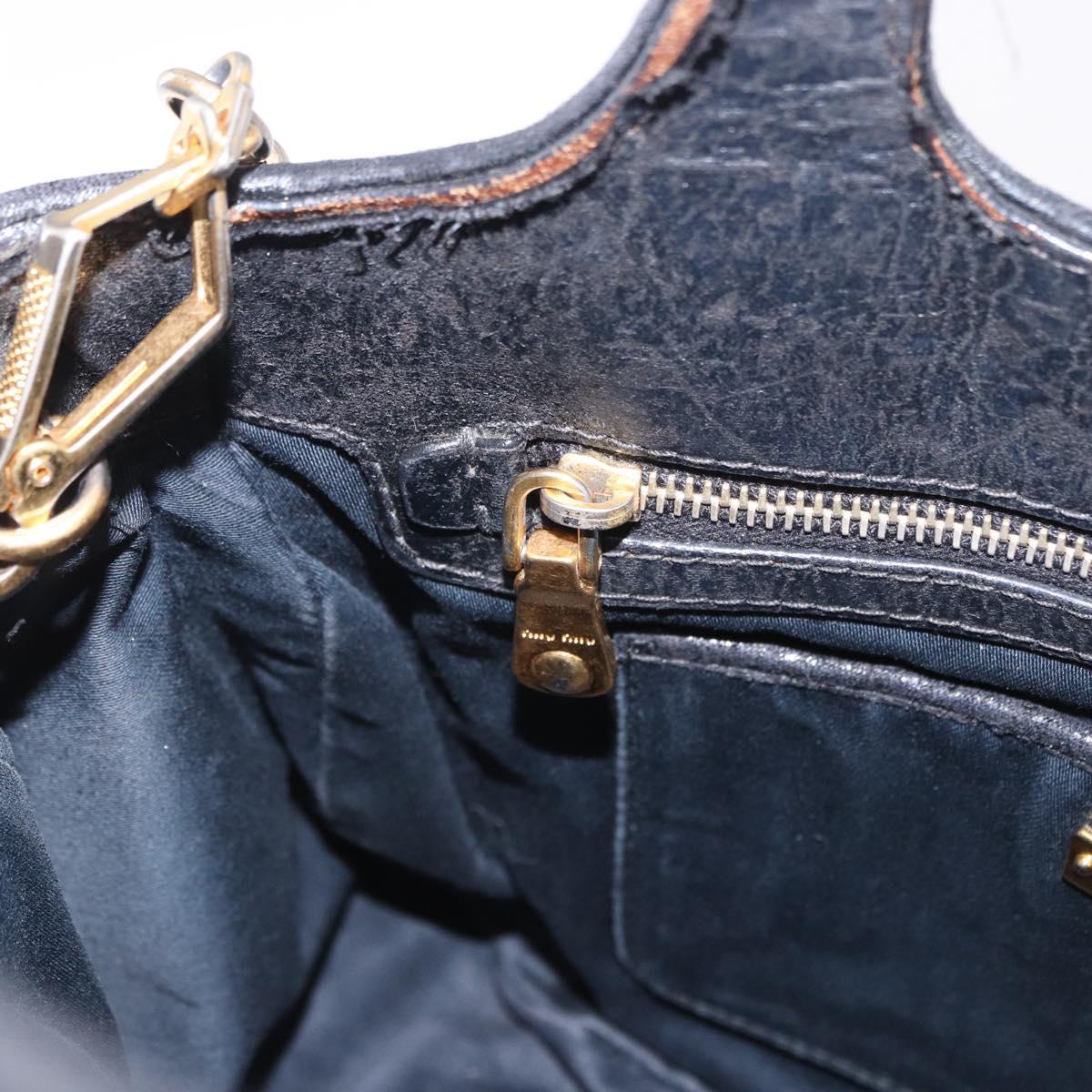 Miu Miu Matelasse Hand Bag Cotton 2way Black Gold Auth 197277