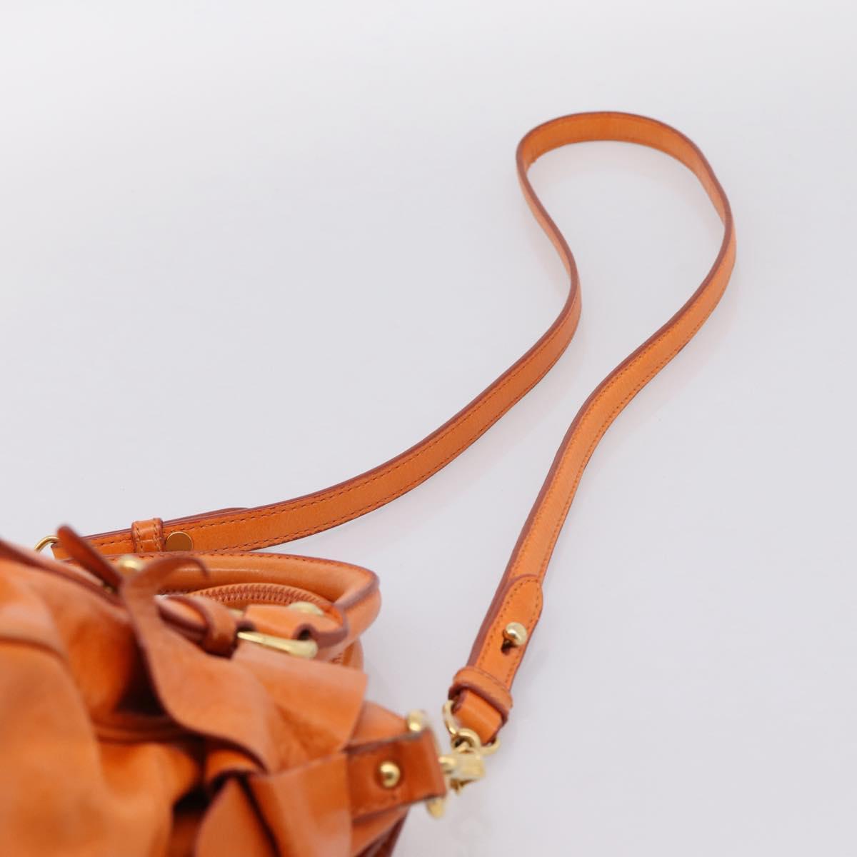 Miu Miu Hand Bag Vitellolux 2way Orange Gold Auth 197281M