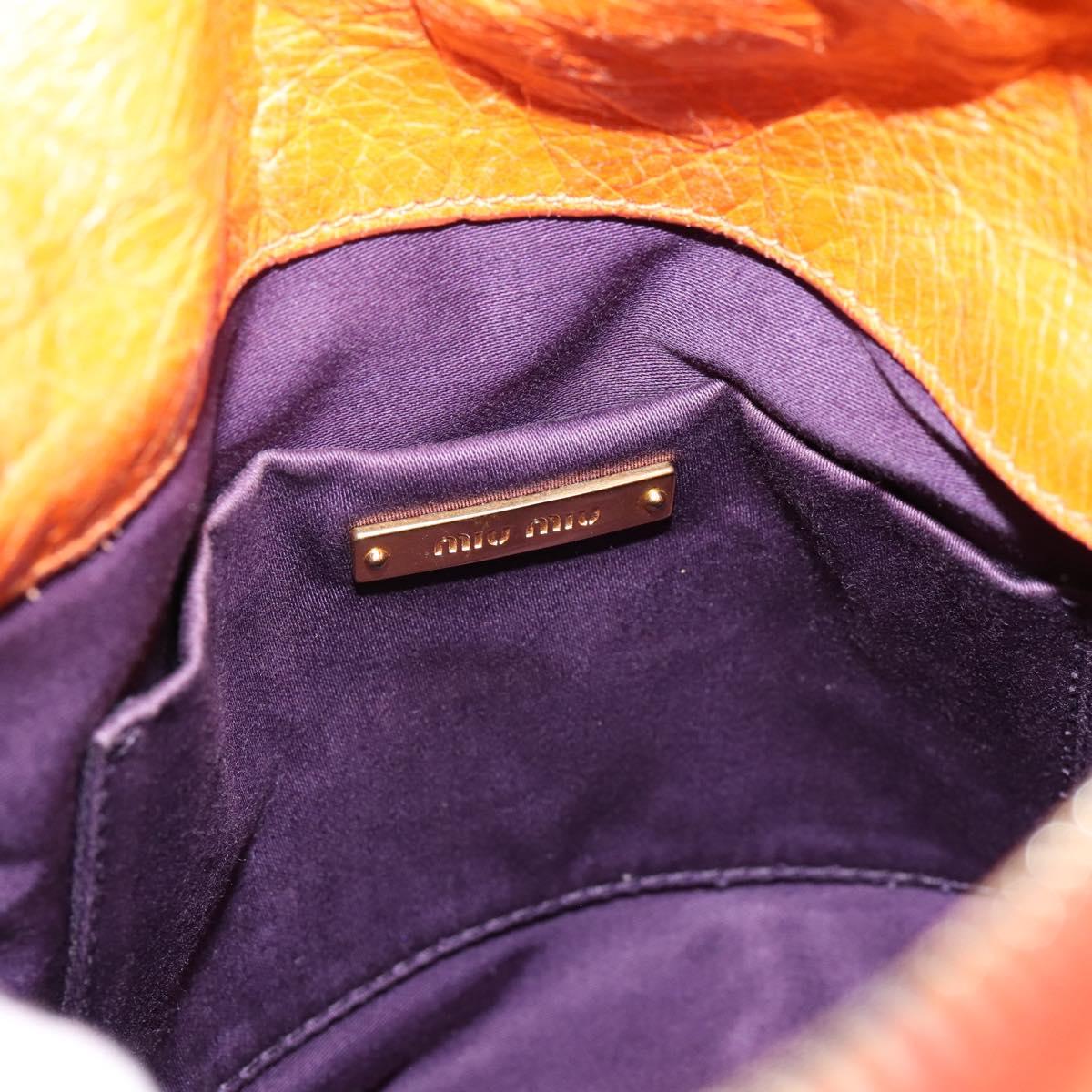 Miu Miu Hand Bag Vitellolux 2way Orange Gold Auth 197281M