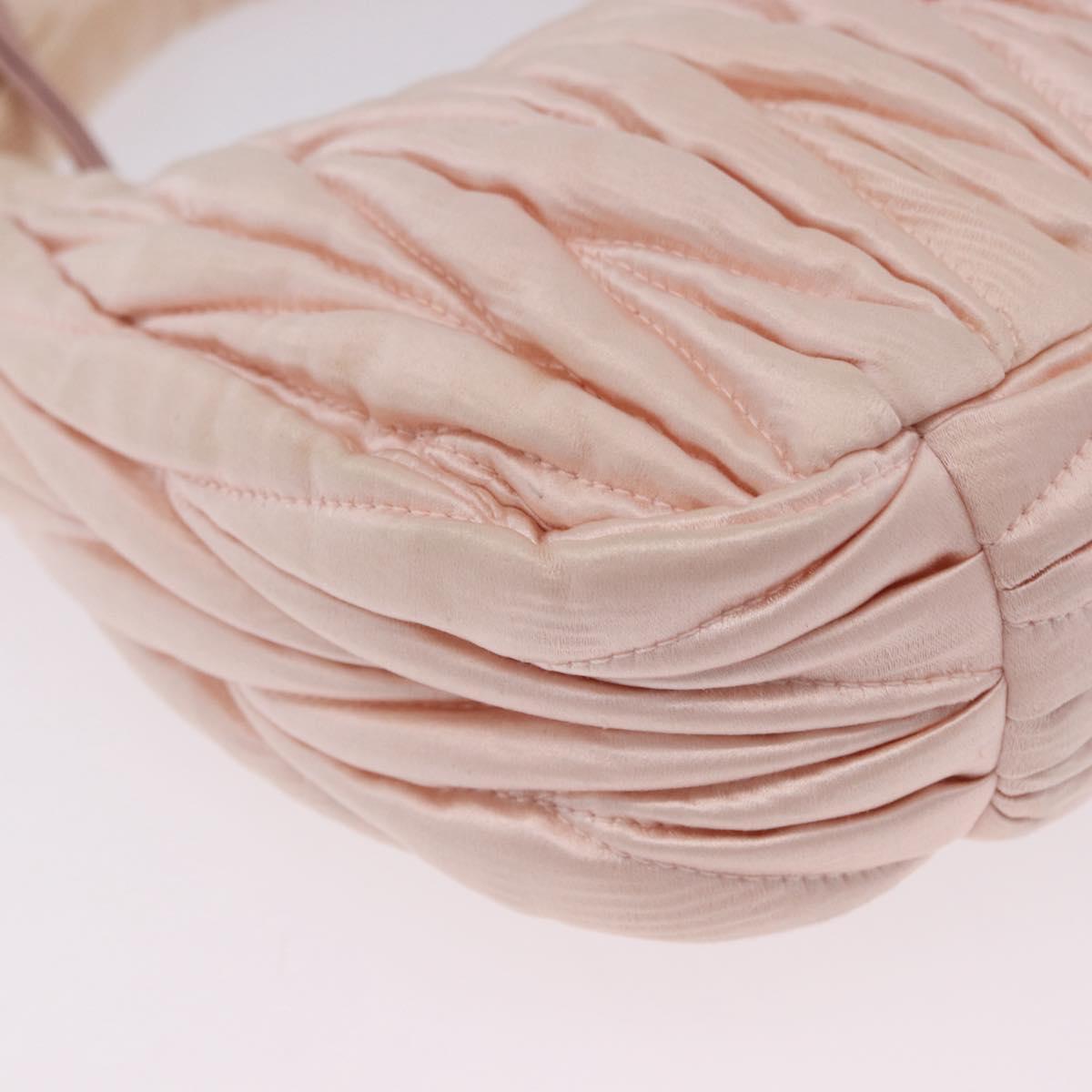 Miu Miu Matelasse Wonder Hand Bag Satin 2way Pink Gold Auth 197282V