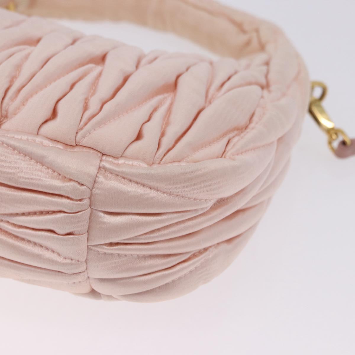 Miu Miu Matelasse Wonder Hand Bag Satin 2way Pink Gold Auth 197282V