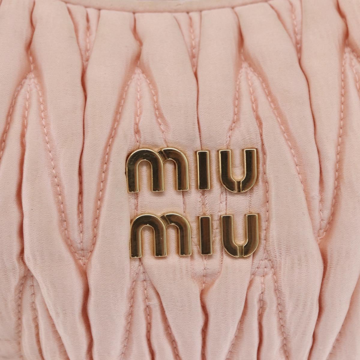 Miu Miu Matelasse Wonder Hand Bag Satin 2way Pink Gold Auth 197282V