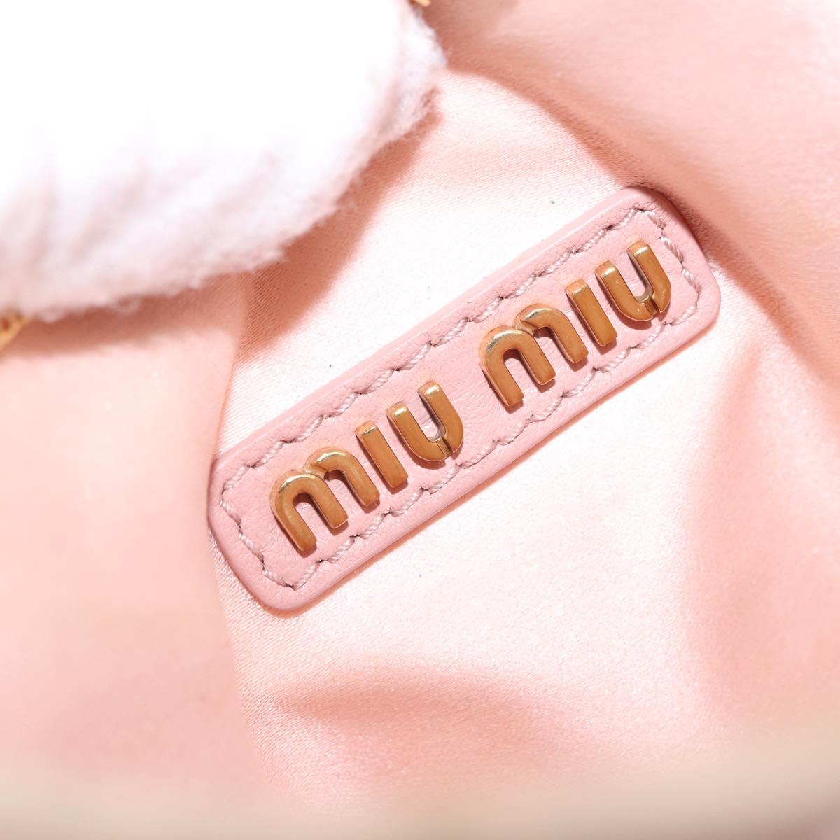Miu Miu Matelasse Wonder Hand Bag Satin 2way Pink Gold Auth 197282V