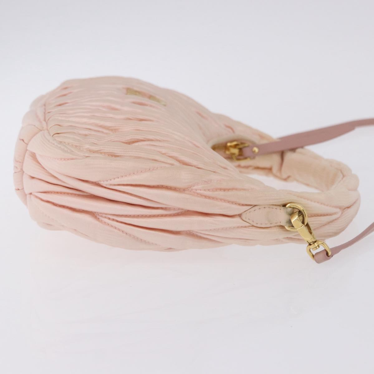 Miu Miu Matelasse Wonder Hand Bag Satin 2way Pink Gold Auth 197282V