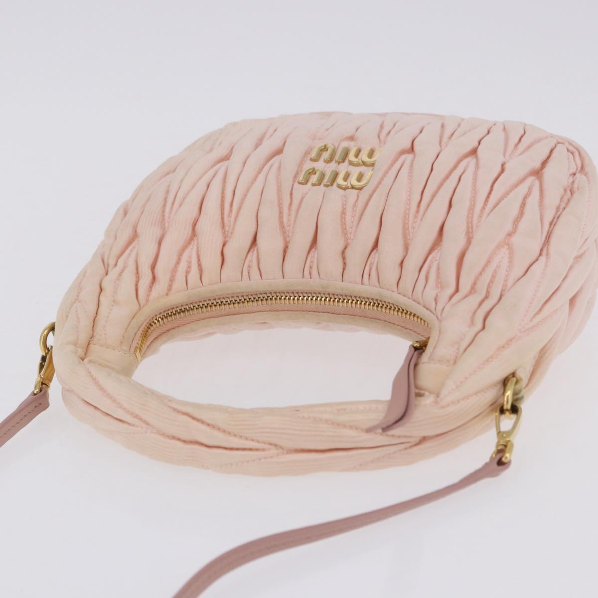 Miu Miu Matelasse Wonder Hand Bag Satin 2way Pink Gold Auth 197282V
