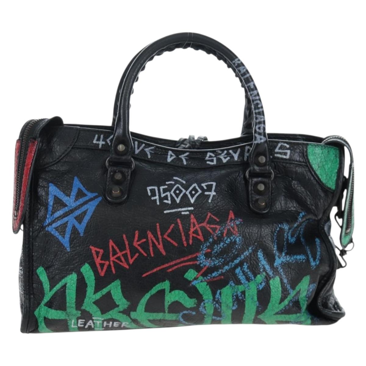 BALENCIAGA The Classic City Bag Leather 2way Black Silver 431621 Auth 197283SAM