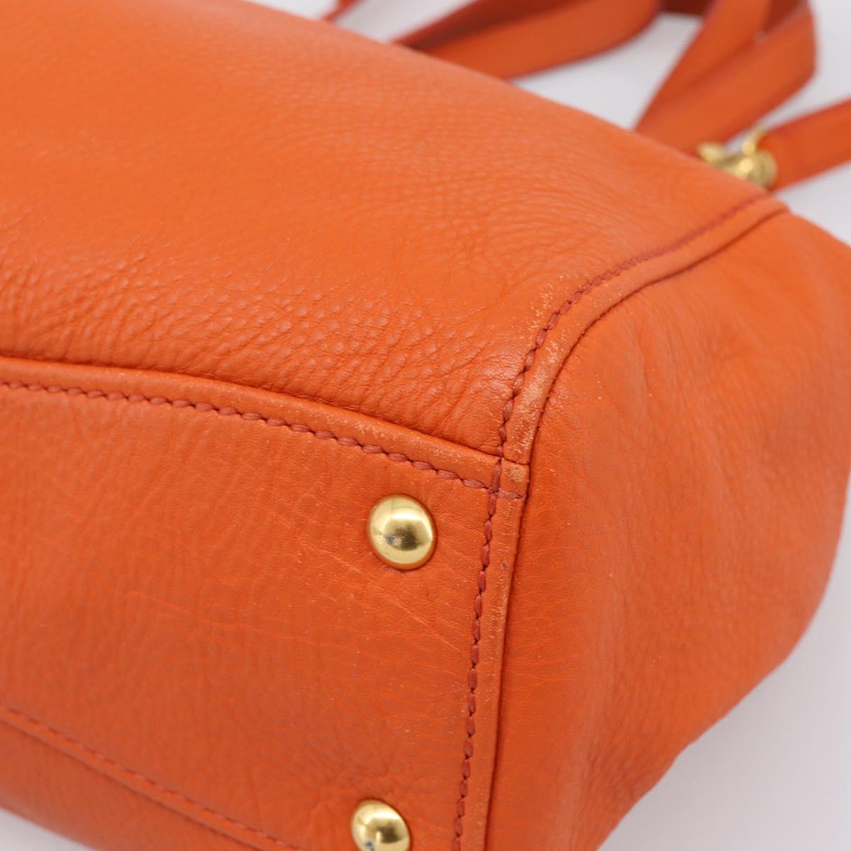 Miu Miu Vitellolux Hand Bag Leather 2way Orange Gold Auth 197285V