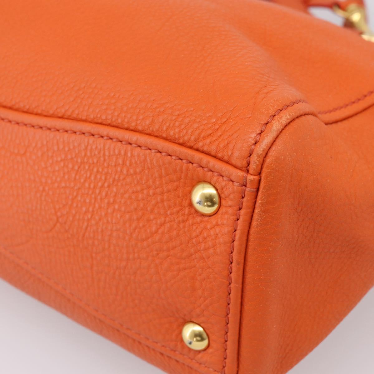 Miu Miu Vitellolux Hand Bag Leather 2way Orange Gold Auth 197285V