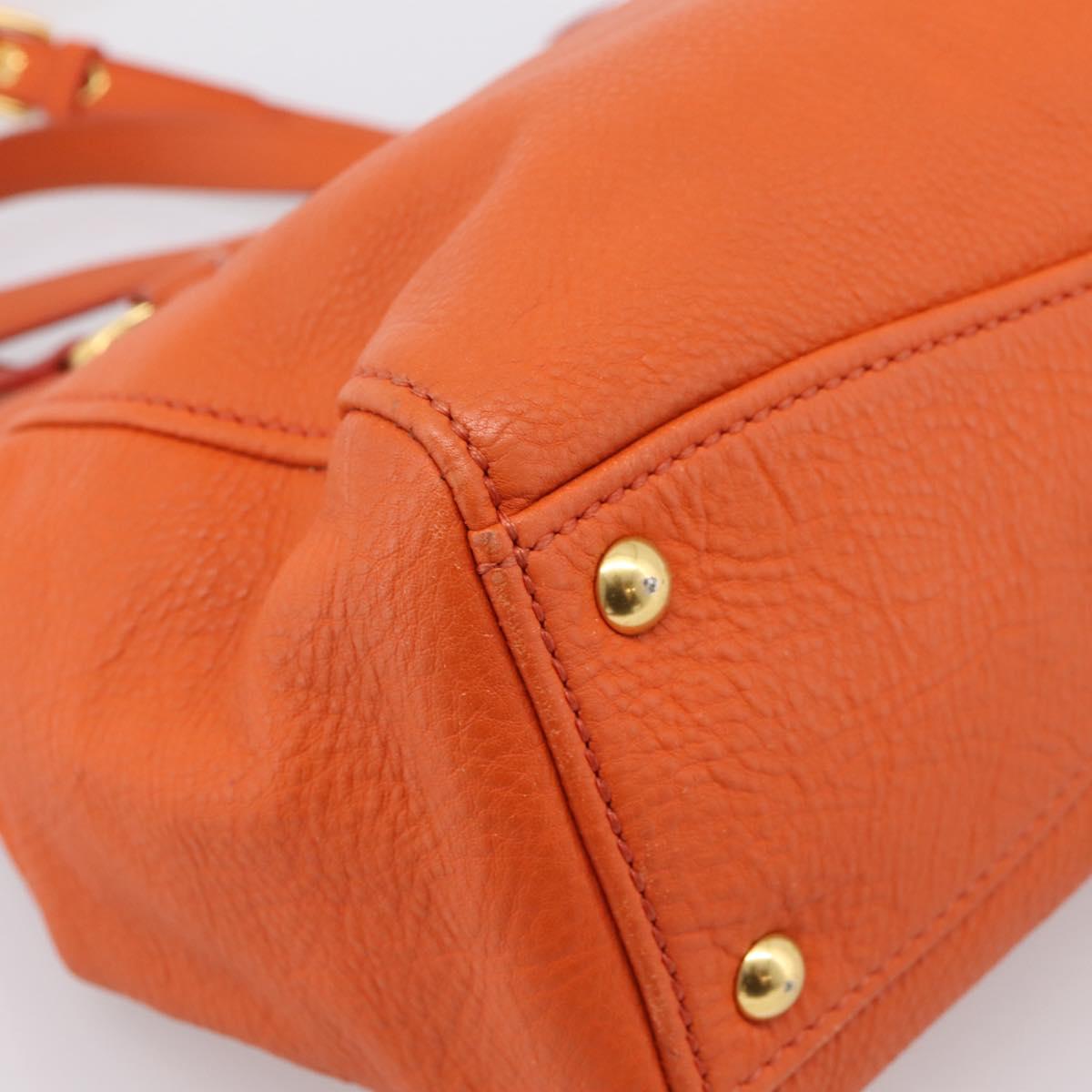 Miu Miu Vitellolux Hand Bag Leather 2way Orange Gold Auth 197285V