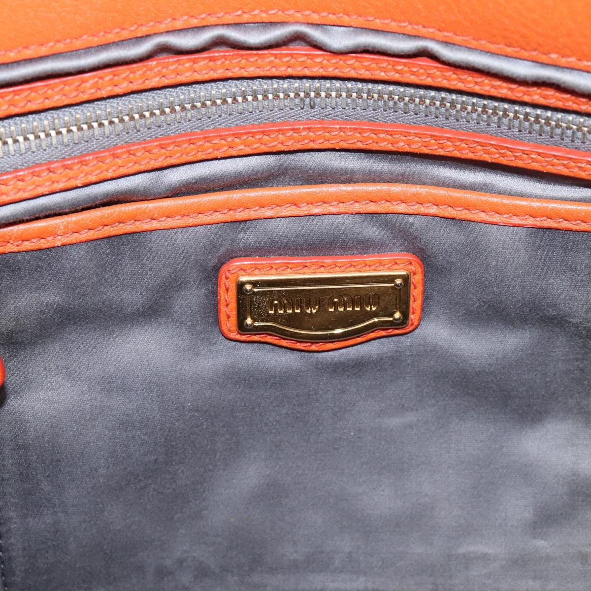 Miu Miu Vitellolux Hand Bag Leather 2way Orange Gold Auth 197285V
