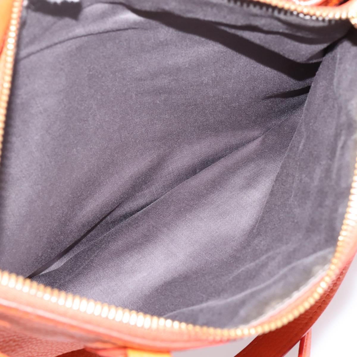 Miu Miu Vitellolux Hand Bag Leather 2way Orange Gold Auth 197285V