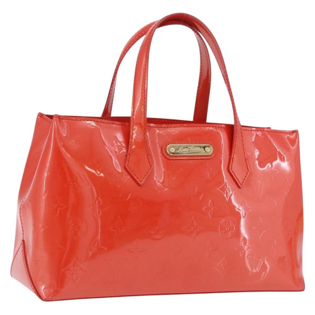 LOUIS VUITTON Vernis Bluebird Wilshire PM Bag Orenge Sunset M93644 Auth 197286